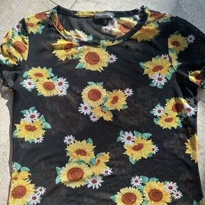Black Floral Women's Top